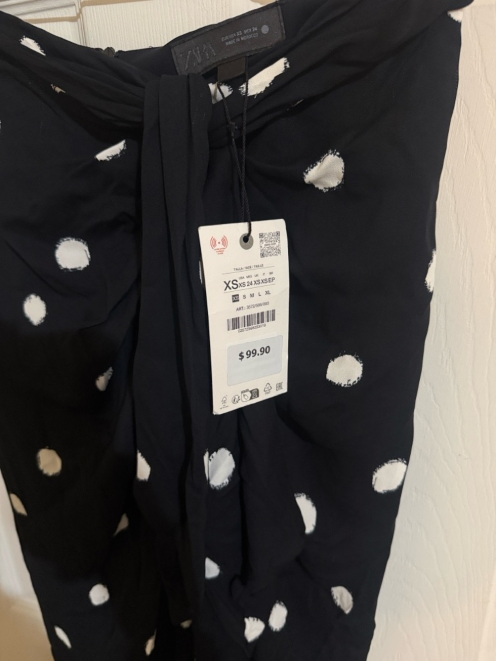 Zara Black Maxi Skirt with White Polka Dots - Picture 5 of 5